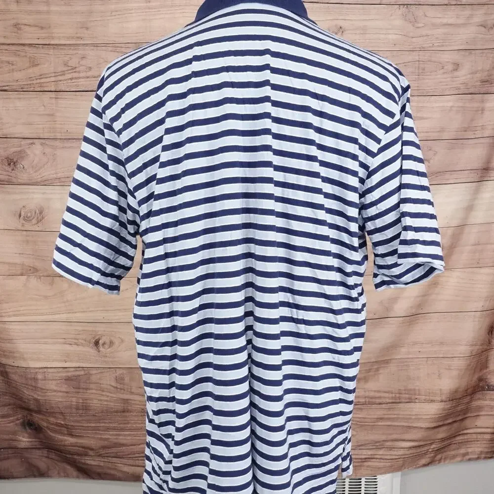 Polo Ralph Lauren‎ Polo Shirt Mens XL Blue White Striped Pocket SOFT TOUCH
